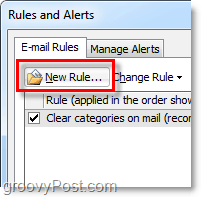 створите ново правило у програму Оутлоок 2010