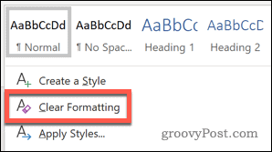 Обриши опцију Стил форматирања у програму Ворд