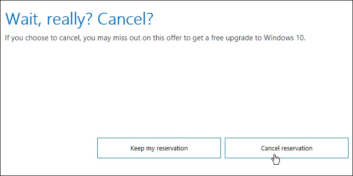 Како отказати резервацију за надоградњу на Виндовс 10