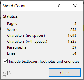 Broj reči u Microsoft Word-u na Windows-u