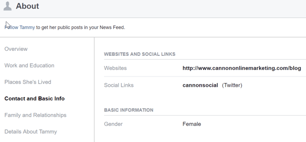 У одељку Абоут на вашем личном Фацебоок профилу поделите своју пословну веб локацију и линкове до друштвених платформи на којима је ваше предузеће активно.