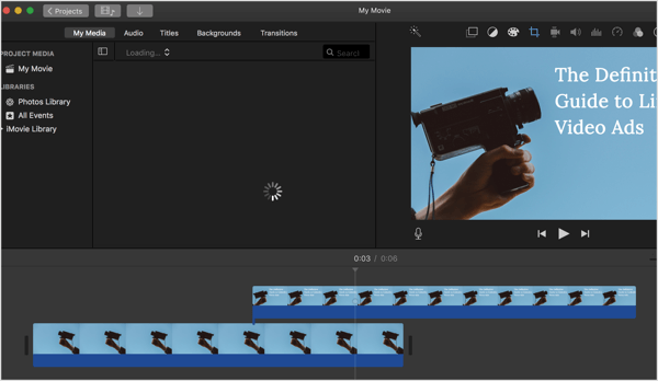 Користите програм за обраду видео снимака попут иМовие да бисте креирали видео за свој ЛинкедИн оглас.