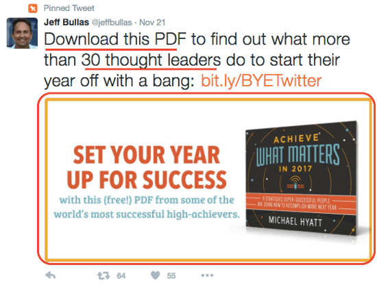 Јефф Буллас користи привлачну Твиттер слику да подстакне преузимање своје е-књиге.