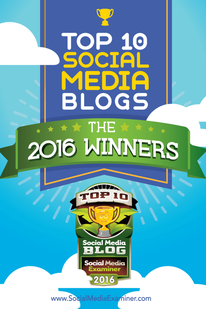 Десет победника блогова на друштвеним мрежама за 2016. годину