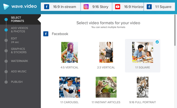 Развијте стратегију за социјални видео, направите видео са Ваве.видео, опцијама шаблона за фацебоок.