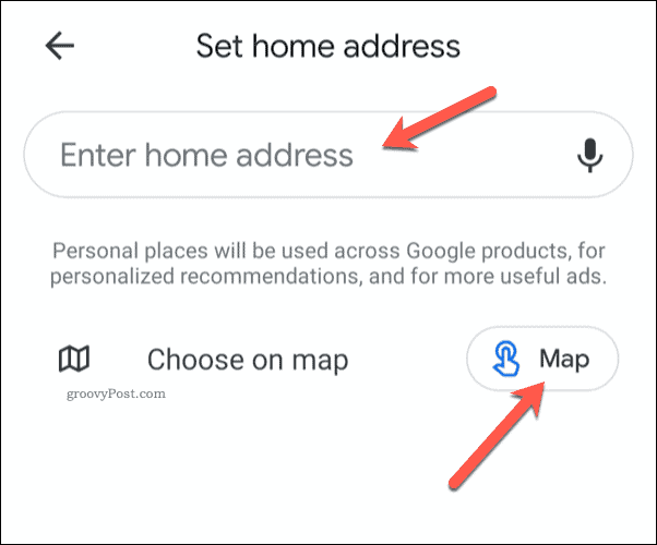 Постављање кућне адресе Гоогле мапа на мобилном уређају