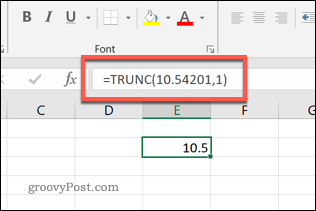 Функција ТРУНЦ у Екцелу на једно децимално место