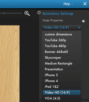Кликните на мени Моовли Аниматион Сеттингс да бисте видели опције за оптимизацију видео платформе.