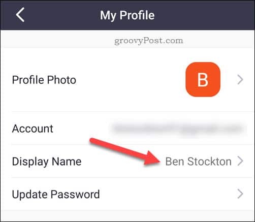 Уредите име за приказ на Зоом-у