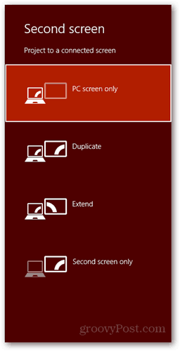  Виндовс 8 пречица на тастатури повежите нови дијалог дисплеја пц екран дупликат проширите само други екран