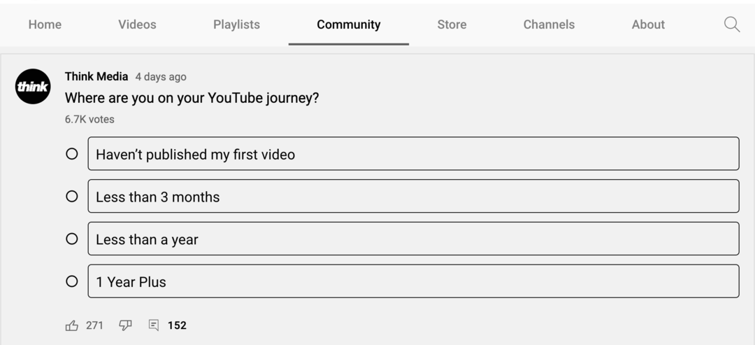 слика анкете на картици Заједница на ИоуТубе каналу