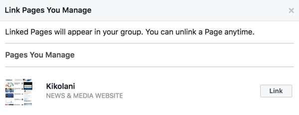 Повежите своју Фацебоок страницу са својом групом.