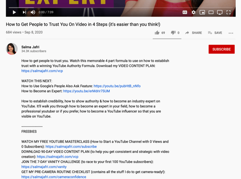 снимак екрана белешки описа ИоуТубе видеа са неколико веза додатих за друге иоутубе видео снимке или бесплатна преузимања