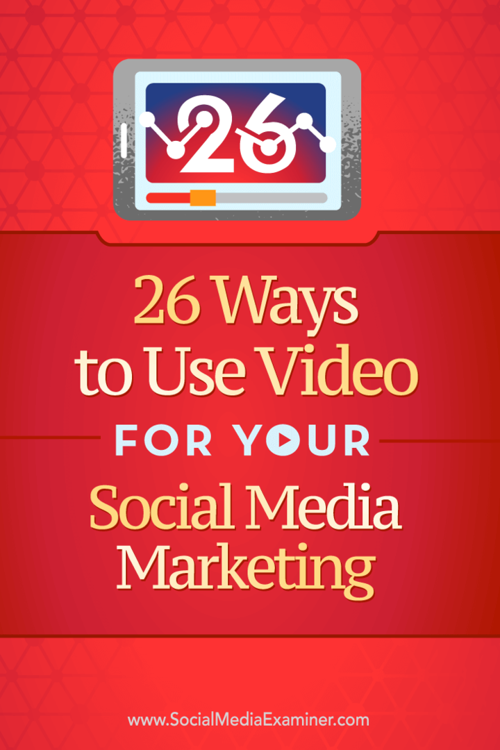 Савети о 26 начина на које можете да користите видео у свом друштвеном маркетингу.