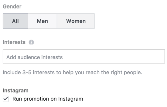 Изаберите да ли желите да се ваша локална пословна промоција појављује на Инстаграму.