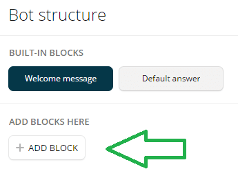 Кликните на + Додај блок да бисте додали нови блок у Цхатфуел.