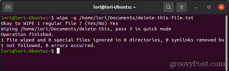 Безбедно избришите датотеку користећи брисање помоћу брзог режима у Линук-у