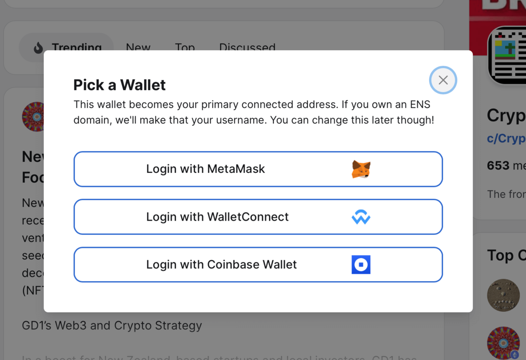 слика упита за повезивање крипто новчаника на веб локацији гм.киз