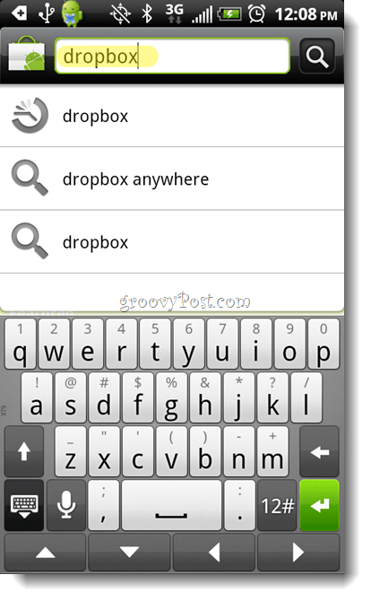 Андроид апликација за претрагу Дропбок