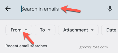 Тражење Гмаил имејлова путем е-поште у мобилној апликацији