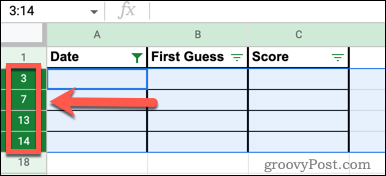 Празни бројеви редова у Гоогле табелама