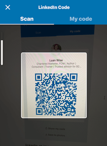 Екран кода у мобилној апликацији ЛинкедИн