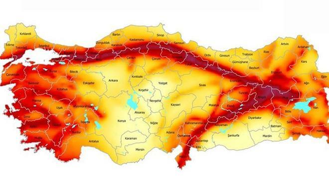 Мапа ризика од земљотреса у Турској