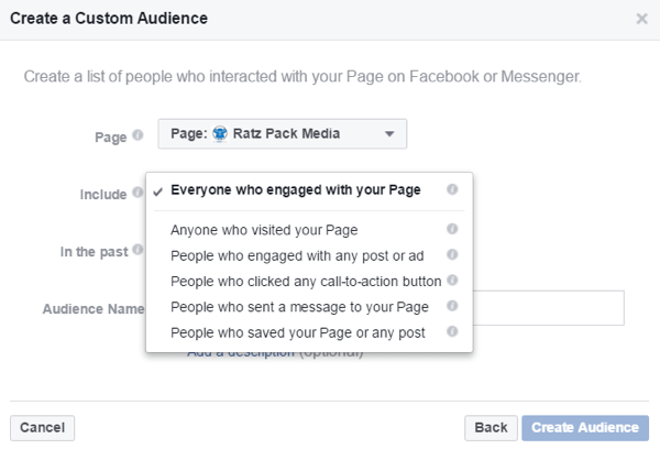 Створите прилагођену публику на основу људи који су комуницирали са вашом Фацебоок страницом.