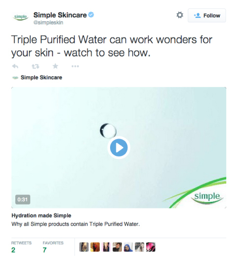 једноставан твиттер видео производ за промоцију производа за негу коже