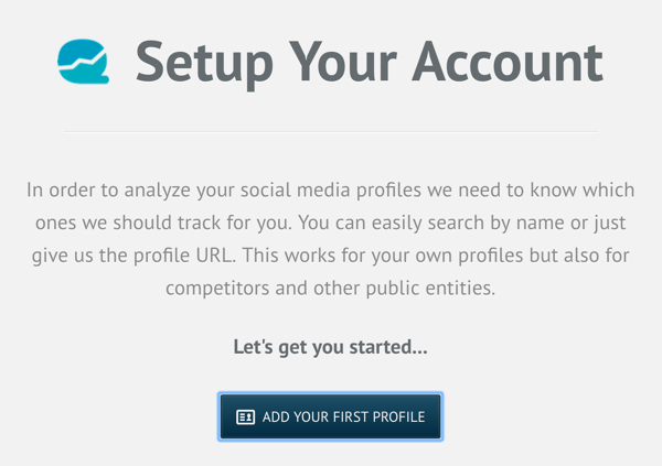 Региструјте се за Куинтли налог, а затим кликните Додај свој први профил.