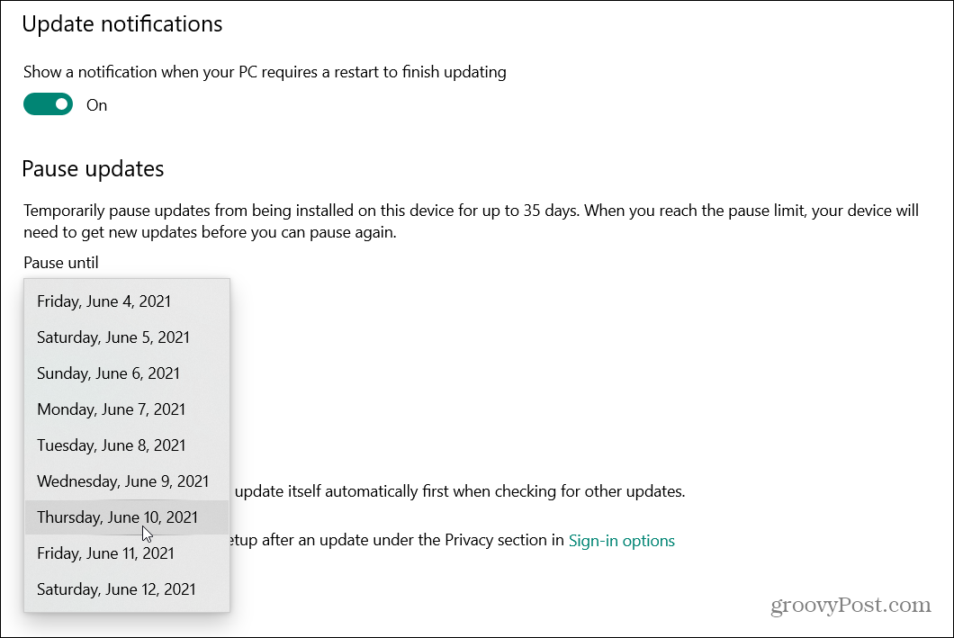 Како одложити ажурирање за Виндовс 10. маја 2021. (верзија 21Х1)