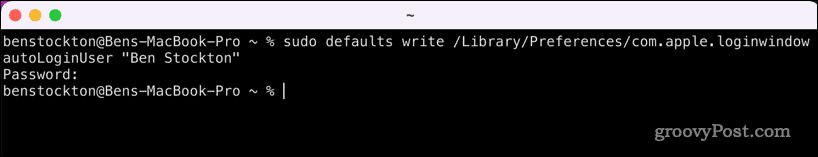 Омогућите аутоматску пријаву на Мац-у помоћу терминала