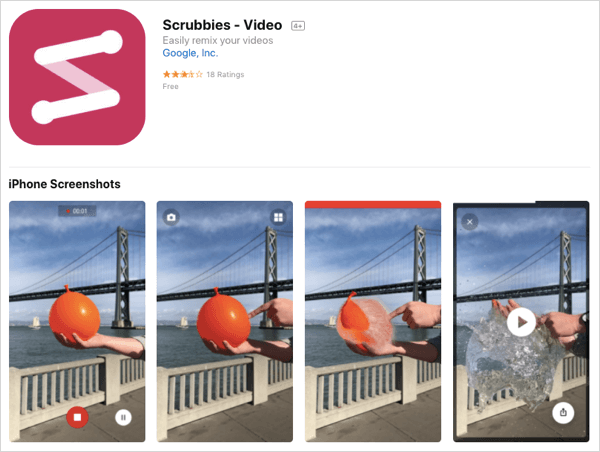 Креирајте видео записе са петљом помоћу апликације Сцруббиес.