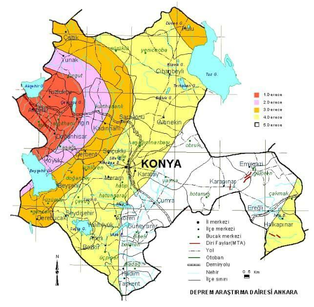 Мапа ризика од земљотреса у Коњи