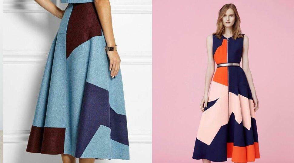 Модели хаљина и сукњи у боји блокова