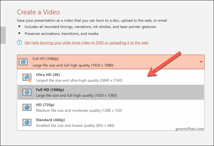 Утврђивање квалитета извезених видео записа у ПоверПоинту