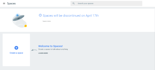 Гоогле планира да угаси свој алат за групне поруке, Спацес, 17. априла 2017.
