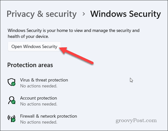 Покрените Виндовс безбедност у оперативном систему Виндовс 11