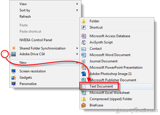 десктоп креирајте нову датотеку текстуалног документа