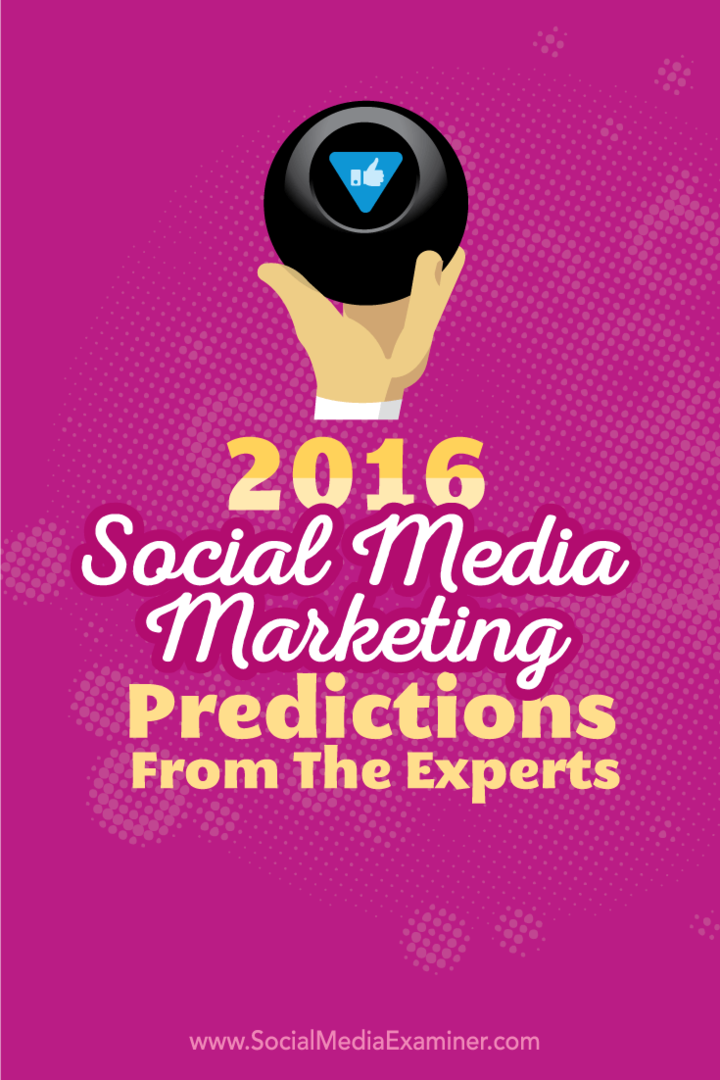 Предвиђања маркетинга за друштвене медије за 2016. од 14 стручњака