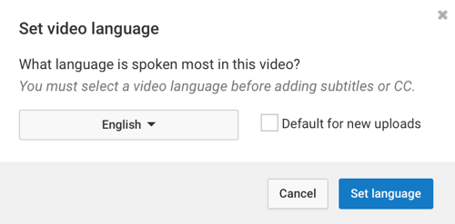 Изаберите језик који се најчешће говори у вашем ИоуТубе видеу.