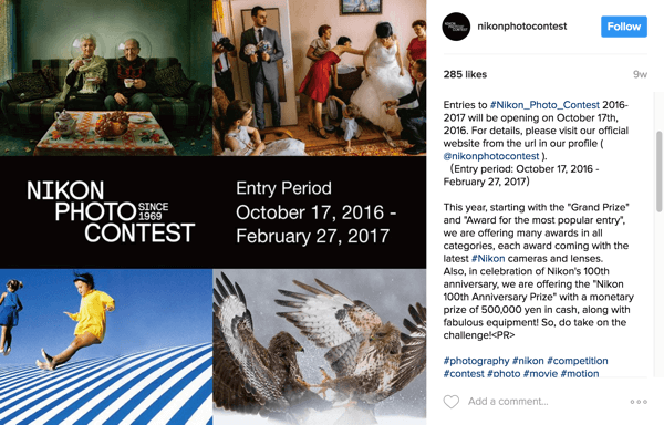 Корисници Инстаграма означавају своје слике хасхтагом кампање да би се пријавили на Никон Пхото Цонтест.