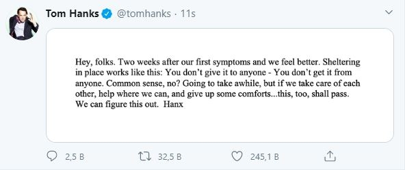 Том Ханкс је излечио