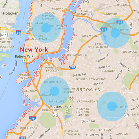 оријентири мапирани у Њујорку