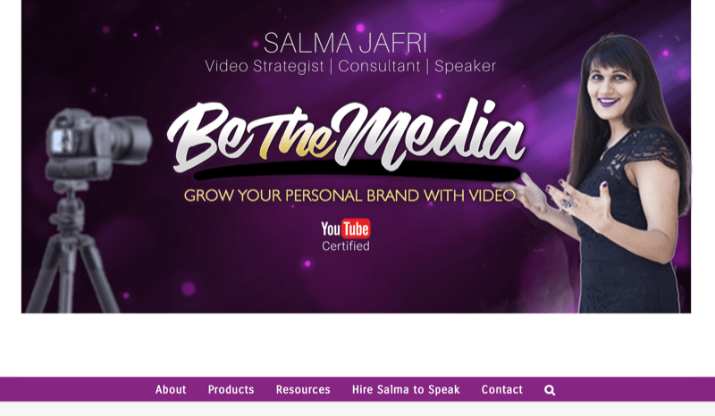 снимак екрана веб странице салме јафри уз напомену да је она медијски бренд