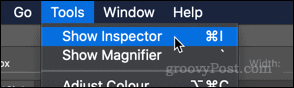 Прикажи опцију Инспектор у апликацији Превиев за мацОС