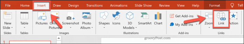 Уметање везе у ПоверПоинт