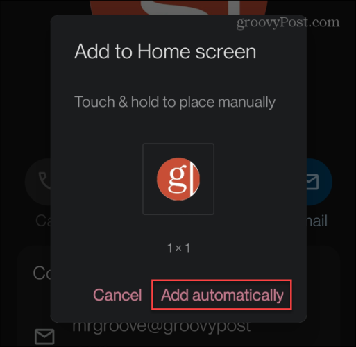 аутоматски додајте контакт на Андроид почетни екран