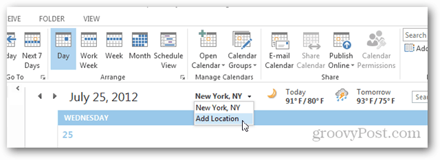 Како додати и уклонити временске локације у Оутлоок 2013 календару