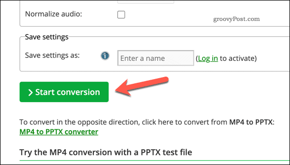 Претварање ППТКС датотеке у видео помоћу мрежне услуге